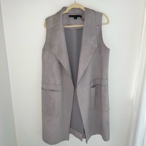 Suede long vest